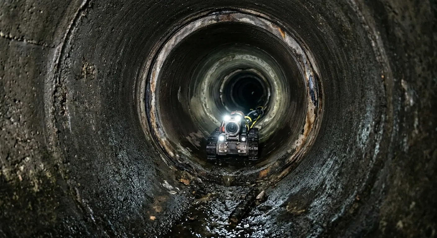 Robotic sewer camera inspecting pipe interior for Drain Snake Service in Watauga